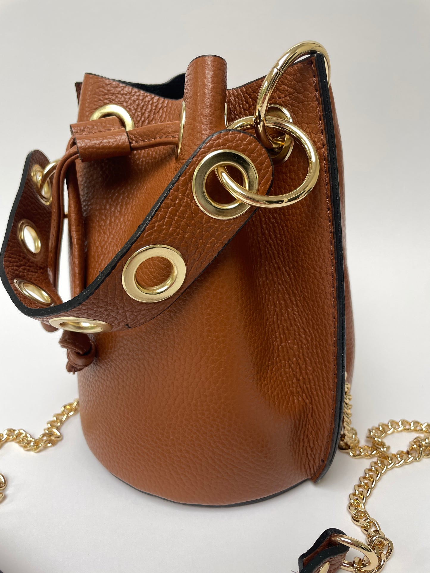Tas met ketting schouderriem cognac