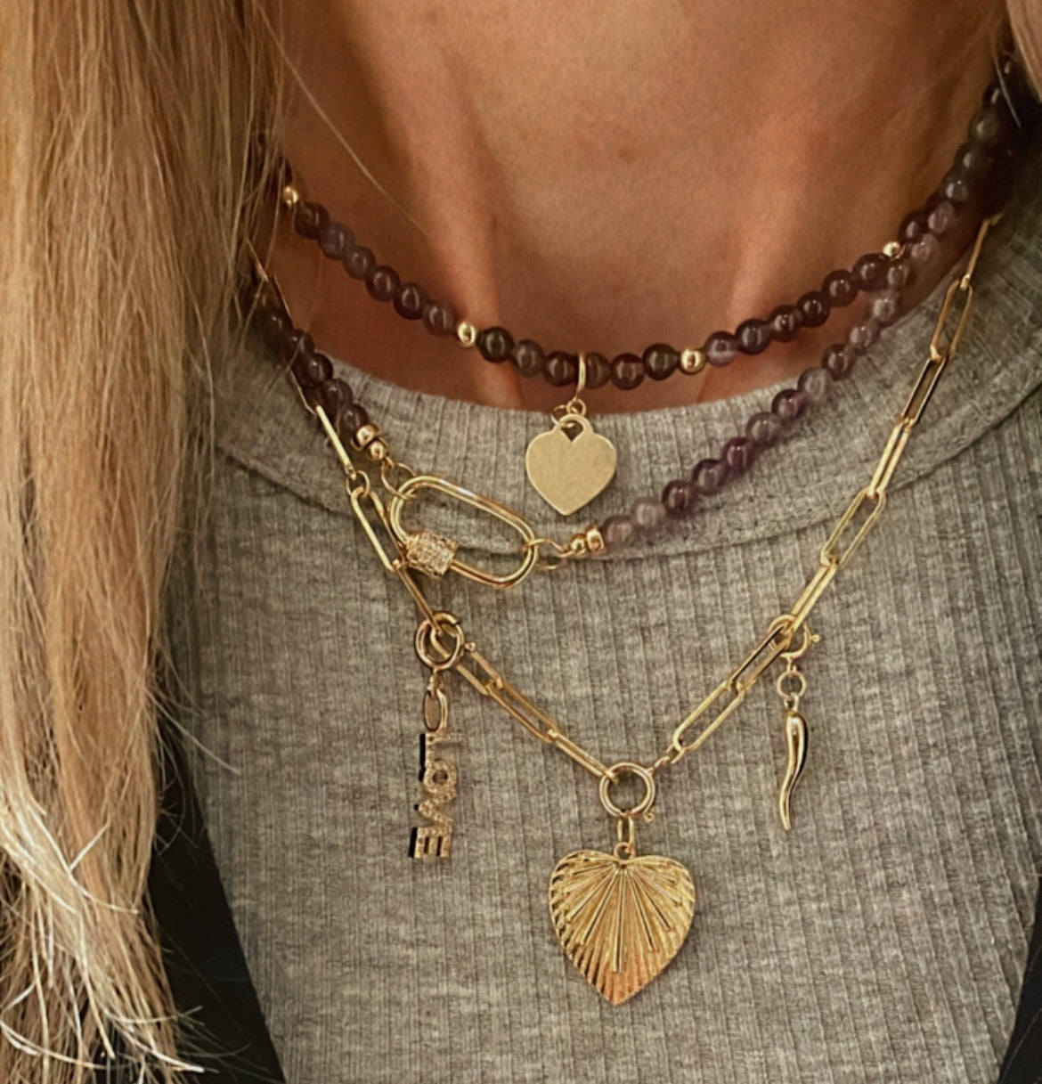 Purple Gold Filled Palline ketting