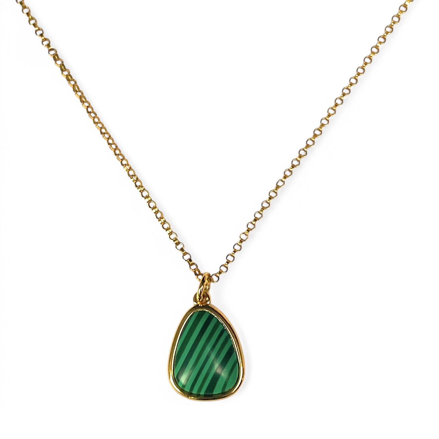 Collana riempita d'oro con pietra di malachite