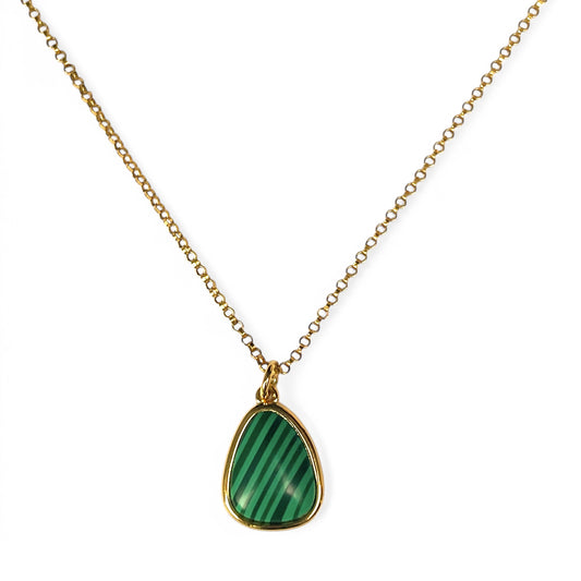 Collana riempita d'oro con pietra di malachite