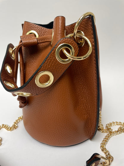 Tas met ketting schouderriem cognac