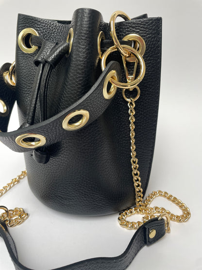 Tas met ketting schouderriem zwart