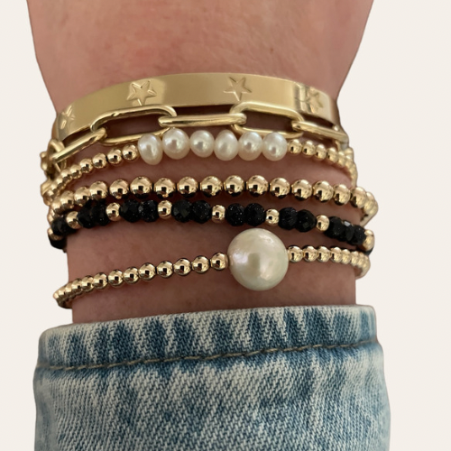 Bracelet large freshwater pearl Gold Filled