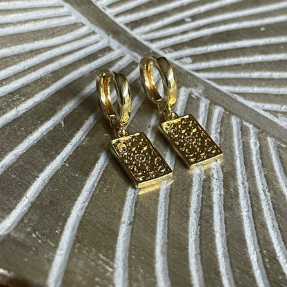 Earring gold rectangle