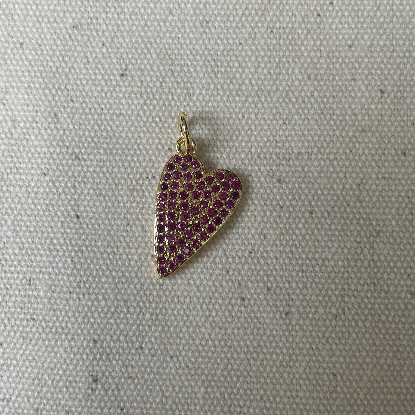 Pendant heart pink stones