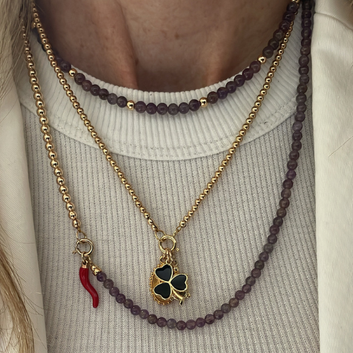 Purple Gold Filled Palline ketting